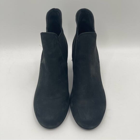 ECCO Boots Black Heeled Leather Nubuck Pull On Elastic Ankle Comfort SZ38(7/7.5) - Picture 3 of 12